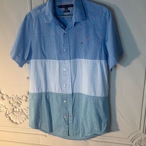 Tommy Hilfiger Men's Blue Colorblock Shirt, Size S